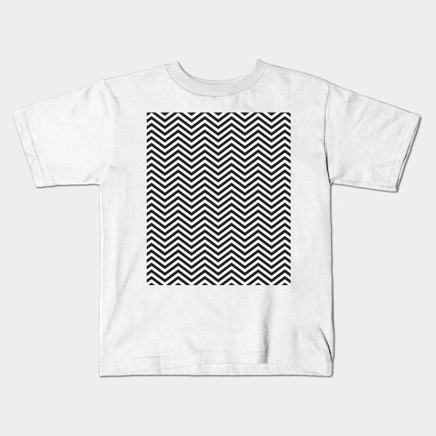 Simple Black and White Chevron Pattern Kids T-Shirt by squeakyricardo